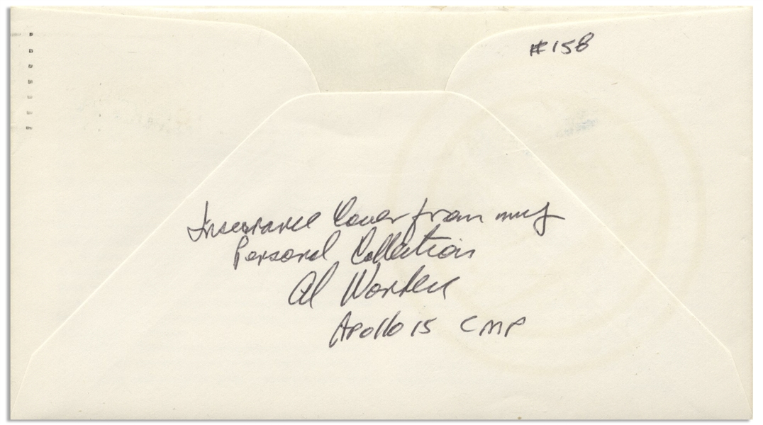 Apollo 15 Crew-Signed NASA Insurance Cover -- From Al Worden's ''Personal Collection'', as Written by Him, and Also With His Signed COA